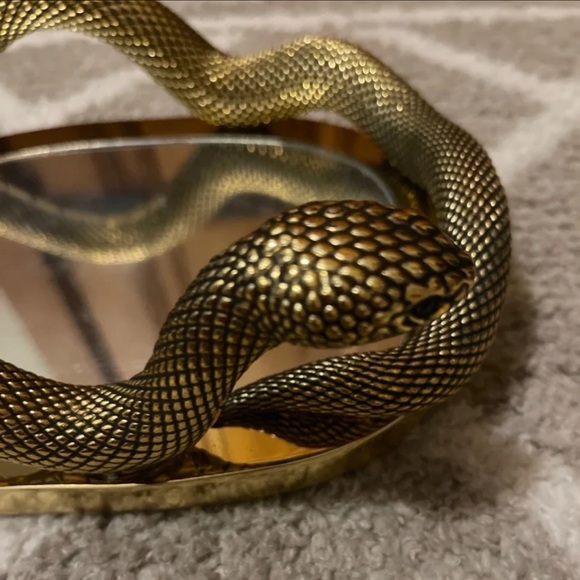 New Bath & Body Works Gold Snake Vanity Tray w Mirror holds Body Care Halloween - Picture 5 of 7